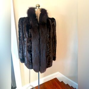 Mink Coat with Fox trim. This coat is from Flemington Furs. Size Medium